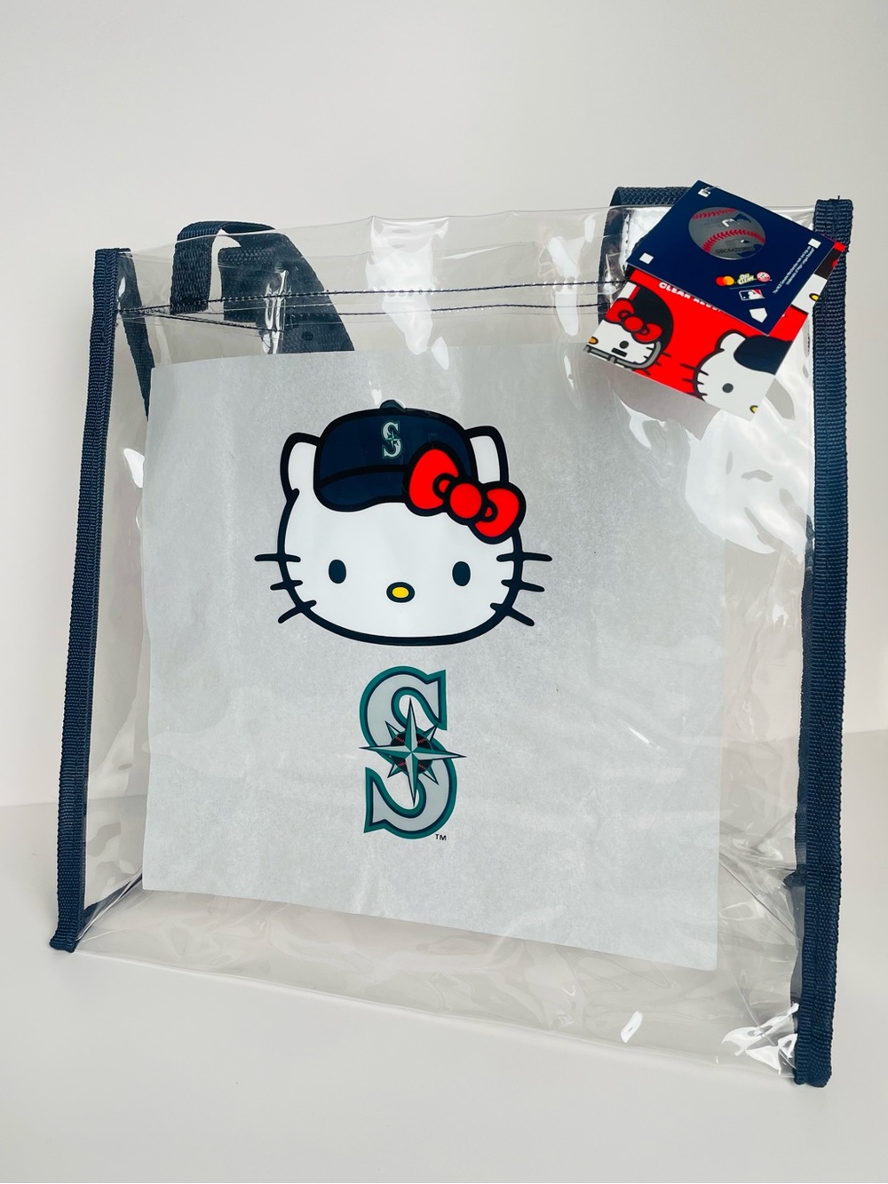 Hello Kitty Seattle Mariners Stadium Game Clear tote bag & Hello Kitty label